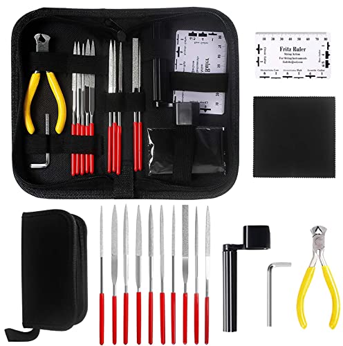 15Pcs Gitarren Reparatur Set Gitarren Reparatur Pflegeset Edelstahl Gitarre Reparatur-Werkzeug-Set Gitarre Tools kit mit tragbarer Tasche für für Gitarre, Ukulele, Bass