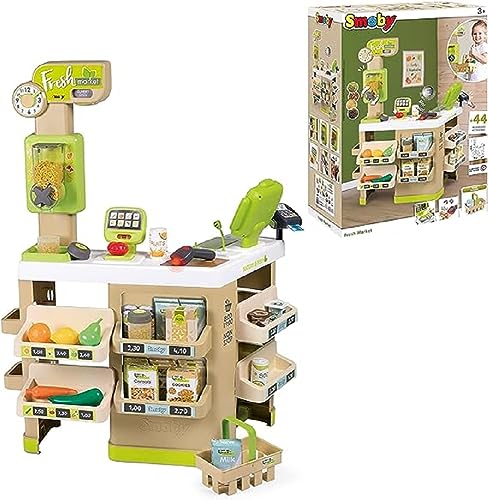 Smoby - Supermarkt Fresh Market - Bio-Supermarkt mit Spielkasse, Einkaufskorb, viel Zubehör und Elektronischen Funktionen, für Kinder ab 3 Jahren