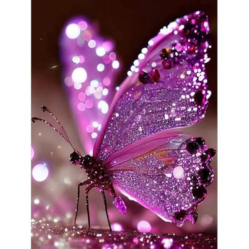 Schmetterling Diamond Painting Kits für Erwachsene,Butterfly 5D DIY Full Drill Diamant Malerei Gemälde Kit Leinwand,Tiere Diamond Art Bilder Diamant Malerei Set für Geschenk Wand Dekoration 30X40 CM