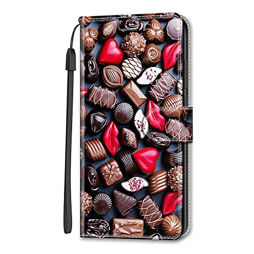 Miagon Brieftasche Cover für Samsung Galaxy M53 5G,Kreativ Malerei Magnetische Folio Hülle PU Leder Schutzhülle Tasche Case Ständer mit Kartenfächer,Schokolade