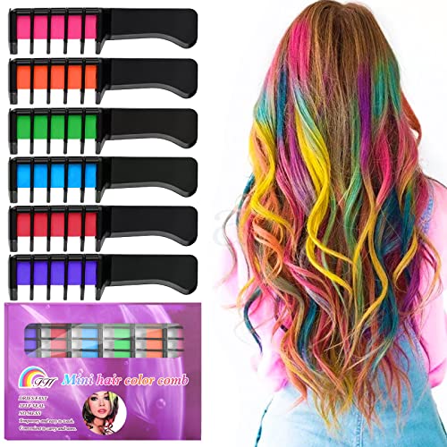 Haarkreide Kamm, Haar Colorationen Temporäre Haarfarbe für Kinder Mädchen, Waschbar Non-Toxic, für Karneval, Cosplay,Party, Weihnachten Halloween Geburtstag