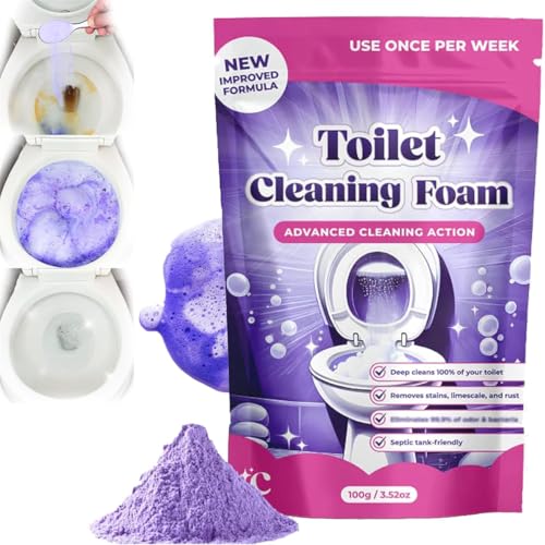 FizzClean WC-Reiniger, FizzClean WC-Reinigungsschaum, schäumender Toilettenreiniger, Kalklöserpulver, Insta-Action FizzClean Schaum für strahlend saubere Toilette mit einfachem Aufwand (1)
