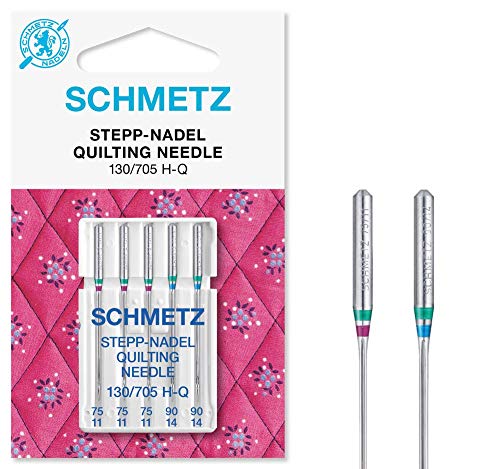 SCHMETZ | 5 Nähmaschinennadeln | Stepp (Quilting) | 130/705 H-Q | Nadeldicke 75/11-90/14 | auf jeder gängigen Haushaltsnähmaschine einsetzbar