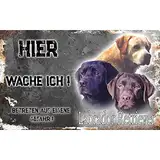 hier wache ich hund Labrador Retriever 20/12,5 cm