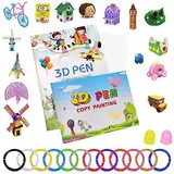 2PCS 3d Stift Vorlagen Zubehör Schablonen 3D-Druck-Zeichenbuch, Wiederverwendbare Bunte dickes Papier Vorlage,Mit 12 Farben PLA,2 Fingerkörbchen 3D-Stift Kinder DIY Geschenk