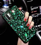 Uposao Kompatibel mit Samsung Galaxy Note 10 Plus Hülle Strass Silikon Glitzer Hülle Bling Glänzend Kristall Diamant Mädchen Frauen Handyhülle TPU Silikon Hülle Crystal Case Tasche,Grün