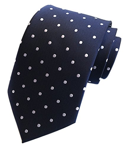Secdtie herren polka dot seidenkrawatten jacquard für hochzeit party-geschäft gewebt einheitsgröße marine-blau (weißer punkt)