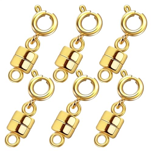Lunaobrik Magnetische Verschlüsse für Halsketten, magnetische Halskette Verschluss, Halskettenanschluss Schmuckarmbandverschlüsse und Verschlüsse, 6x starke Magnet -Modezubehör, Gold- und