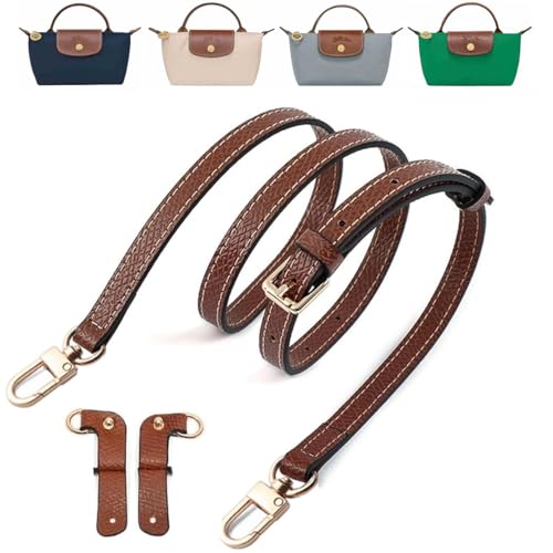 UMIUP Leder-Geldbörsenriemen für Longchamp Taschen-Umbauset, Geldbörsenriemen Ersatz für Longchamp Le Pliage Tragetasche, Original-Mini-Taschen, Leder-Schultergurt, Braun-Gold A, Brown-Gold A