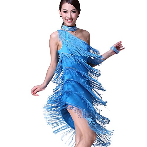 Rubruan Latein Tanz Kleider Kostüme - Latin Tänze Walzer Tango Swingtanz Party Salsa Dekoration Accessoires Pailletten Quasten Wettkampf Ball Rock Trikot Tanzkleid für Damen Mädchen