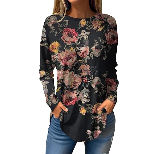 Schwarzes Top T-Shirt Damen Bluse Langarm Basic Shirt Weiß