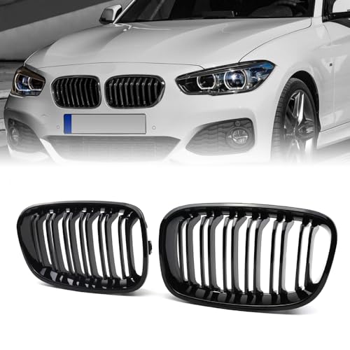 NAVPLUS F20 F21 Nieren Schwarz Kühlergrille Passend für 1er F20 F21 2011 2012 2013 2014 Kühlergrill Doppelsteg Grill Glanz Schwarz