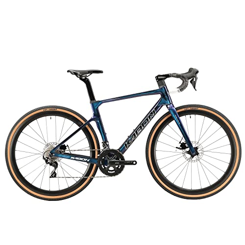 Gravel Bike Rennrad Carbon,28 Zoll Rennrad 40c Reifen Carbon Rahmen Gabel Lenker Sattelstütze mit Shimano 22 Gänge Scheibenbremse Carbon Fahrrad Herren Damen (Chamäleon Blau, 58cm)