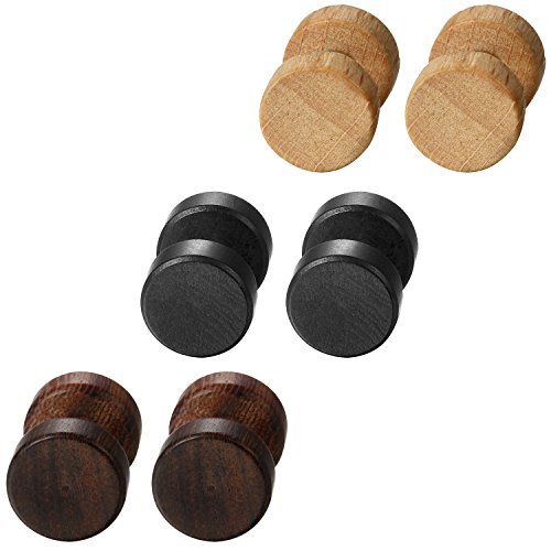 Aroncent Holz Tunnel Ohrringe Set: 3 Paare Holz 10mm Ohrstecker Edelstahl Ohrringe Tunnel Ohrstecker Holz Piercing Ohr Vintage Ohrringe Hanteln für Damen und Herren