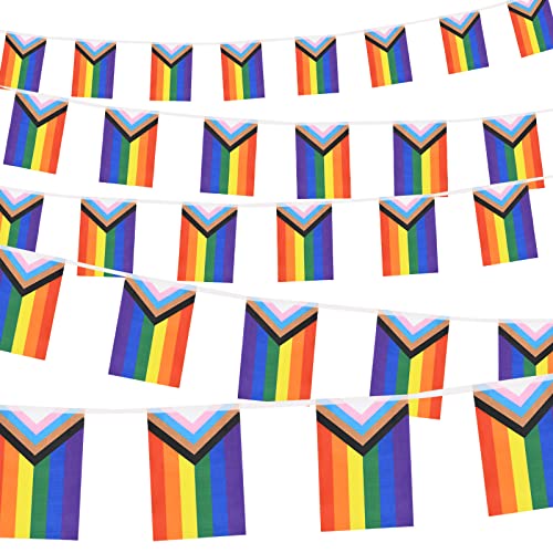 38 Stück Progress Pride Wimpel Flaggen Banner – Gay LGBTQ Regenbogen Pride Banner Flagge, bunte Streifen Wimpelkette Banner für Stolzdekorationen, Stolzmonat, Party, Restaurants, Gar. den Decor