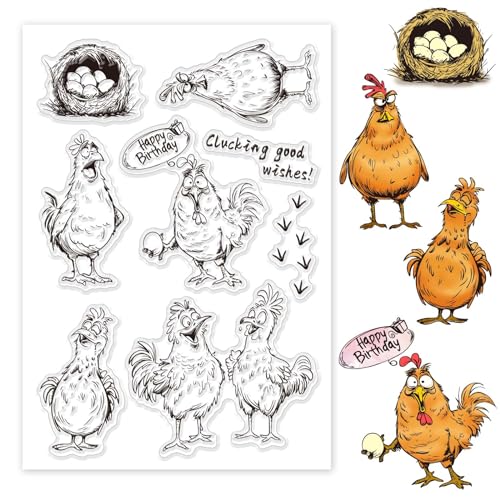 GLOBLELAND Huhn Klarsichtstempel Cartoon Tiere Silikon Klarsichtstempel Siegel Eier Bauernhoftiere Transparente Stempel Für DIY Scrapbooking Kartenherstellung Fotoalbum Journal