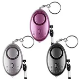 Notfall Persönlicher Alarm [3er Pack] Qoosea Scream Safesound Alarm 140dB LED Taschenlampe für Kinder/Frauen/Senioren/Student Self Defense Schutz Gesichert (Schwarz + Silber + Lila)