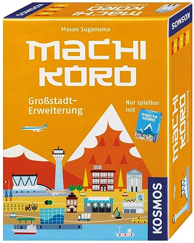 KOSMOS 692568 Machi Koro - Großstadt-Erweiterung, mit neuen Großprojekte, schneller Spielspaß mit einfachen Regeln, für 2-4 Personen ab 8 Jahre