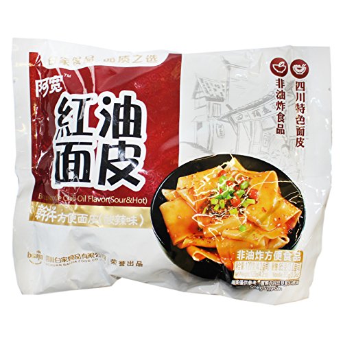 Baijia Sichuan breite Instantnudeln mit Chiliöl Geschmack (sauer scharf) 120g
