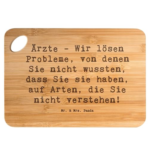 Mr. & Mrs. Panda Bambus - Schneidebrett Spruch Arzt Probleme Lösen - Geschenk, unverständlich, Mediziner, Klinikarzt, Wertschätzung, Hingabe,