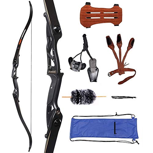 Huntingdoor 56" Takedown Recurvebogen Bogenschießen Bogen set Erwachsene Sportbogen mit Zubehör 30-50 lbs Jagd Recurve langbogen für Anfänger Pfeil Zielübung (45Lbs)