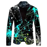 Beokeuioe Sakko Herren Party Bunte Anzüge Jacke Regular Fit Herrenanzüge Regenbogen Funky Anzug Suit Farbigen Blazer Sakko Jacket Herren Mit Knöpfen Smoking Jacke Männer Freizeit