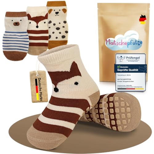 Matschepfuetze Stoppersocken für Babys und Kinder - Baby Antirutschsocken mit ABS-Noppen - Kuschelig warme Krabbelsocken für Mädchen und Jungs Gr. 1-3 Jahre