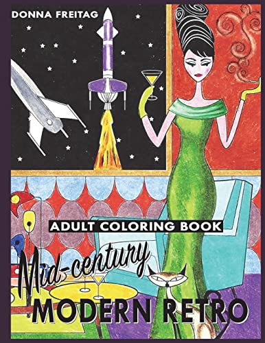 Mid-century Modern Retro Adult Coloring Book