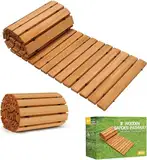 Holz Gartenweg Rollweg, Ausrollbarer Holzweg 243 x 43 cm, Holztritt Gartentritt Gehweg Wege im Garten, Hinterhof, Terrasse, Bodenbelag, Hochzeit Deko (Gerade)