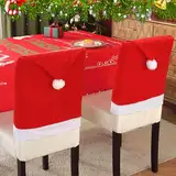 LPAOIS Premium Stuhlhussen Weihnachten, 6er Set Stuhlhussen Weihnachtsdeko Innen für Stühle, Rot Samt Weihnachten Überzieher, Weihnachtsmütze Design Hussen Stuhlhusse Weihnachten, 60 x 45 cm