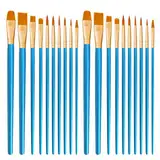 CNMTCCO Pinsel Set, 20Stück Hochwertige Pinsel mit Holzgriffen, Premium Nylon Acrylfarben Pinselset, Ölfarben Malerei Brush Set für Künstler, Kinder und Erwachsene (Blau)