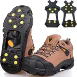 Spikes für Schuhe Winter mit 10 Anti Rutsch Spikes, Schuhspikes Anzuziehen Einfach AnSchuhen, Geeignet Zum Wandern, Wandern, Eisfischen, Schnee, EIS Usw. Winterliche Outdoor AktivitäTen (L:39-46)