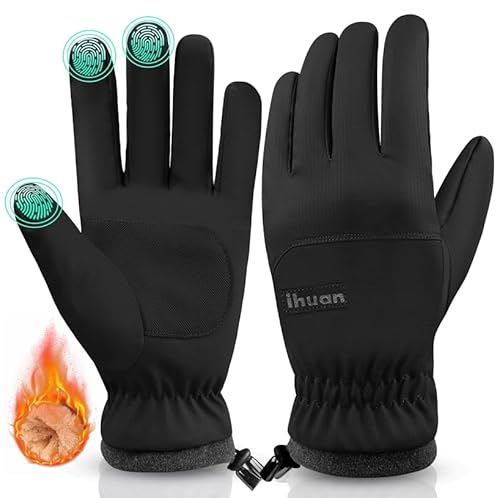 ihuan Handschuhe Herren Damen Wasserdicht Fahrradhandschuhe- Winterhandschuhe Warme Winter Touchscreen Handschuhe Winddicht rutschfest Sporthandschuhe für Radfahren, Laufen, Skifahren, Wandern