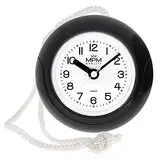 MPM Quality Design Badezimmer-Uhr aus Kunstoff, Quarz-Uhrwerk Sweep, 3-5 ATM Wasserdicht, Schwarz, Ø 135 mm, geeignet auch für Außenbereich und als Badezimmeruhr, Pooluhr, Küchenuhr