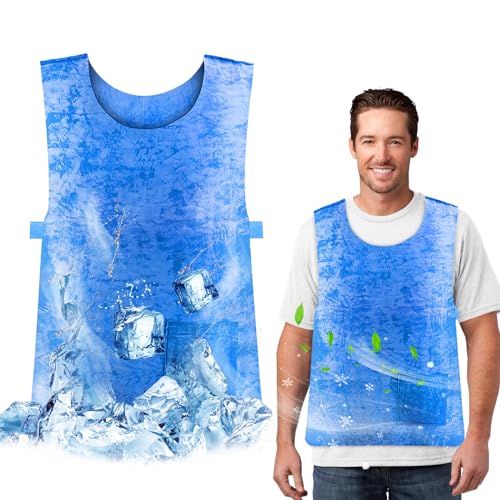 Eisweste,Kühlweste Verstellbar,Ice Cooling Vest,Sommer Hitzebeständige Cooling Weste,Kühlung Sport Weste,Verdunstungskühlung Weste,PVA Wasserdichte Eisweste,Arbeitsweste für Männer Frauen im Freien