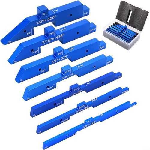SMZhomeone 7-teiliges Holzbearbeitungs-Setup-Lineal, markiertes Messblock-Set, Aluminiumlegierung, Zaunherstellung, Werkzeug für Holzbearbeitung, Tischlerei, Zaunherstellung, Möbelreparatur (blau)