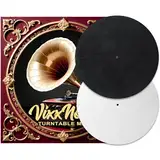 VixxNoxx Plattenspieler-Matte 2er-Set für Vinyl-Schallplattenspieler Vinyl-Schallplatten-Teppich Stoßdämpfende Plattenspieler-Rutschmatte Vinyl-Zubehör Gummimatte schwarz（Schwarz/Weiß)