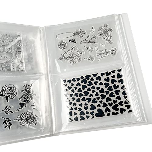 GLOBALLAND 80 Stück Lagerung für Stempel Prägeplatte und Stempel Transparente Ordner Aufbewahrungsbeutel für Scrapbooking Fotoalbum Tagebuchordner 20x28cm 2 Pro Suite Gestanzte Blätter Organizer