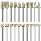 Diamant Fräser Set, 20 Stück Diamant Frässtifte Schleifstifte für Dremel Rotationswerkzeug Zubehör mit 1/8" Schaft für Stein Glas Keramik Schnitzen, Schleifen, Polieren, Gravieren