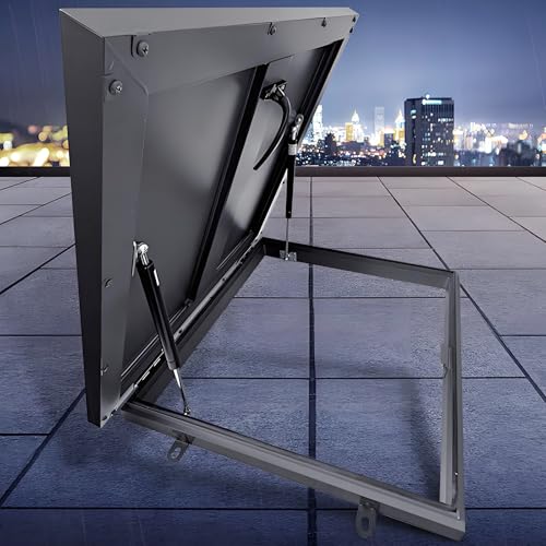 Valdoza Große Dachluke, Dachlukenabdeckung mit Gasdruckfeder, Dachfenster für Dachboden/Wintergarten, Hochdichte Kellerfensterabdeckungen, UV-beständig & Wasserdicht(LxW 65x65cm/25.6x25.6in)