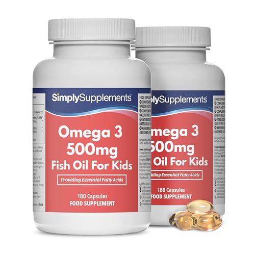 Omega 3 für Kinder 500mg - für Kinder von 4-15 Jahren - 360 Kapseln - Versorgung für bis zu 1 Jahr - SimplySupplements