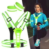 LuTuo LED Warnweste Fahrrad, 360° Reflektorweste mit Hoher Sichtbarkeit, Verstellbarer Taille/Schulter Laufweste, Wiederaufladbare USB-C Lauflicht Joggen Laufen, Hund, Spazierengehen, Radfahren