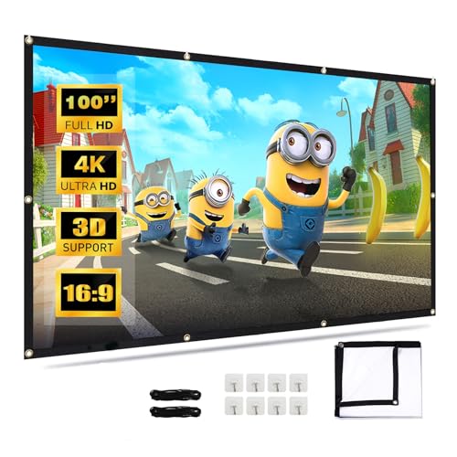 Beamer Leinwand 100 Zoll, Double Side Display Portable Beamer Leinwand 165 Grad Betrachtungswinkel Verdickter Anti-Licht Leck Vorhang für Gaming Heimkino Indoor Outdoor