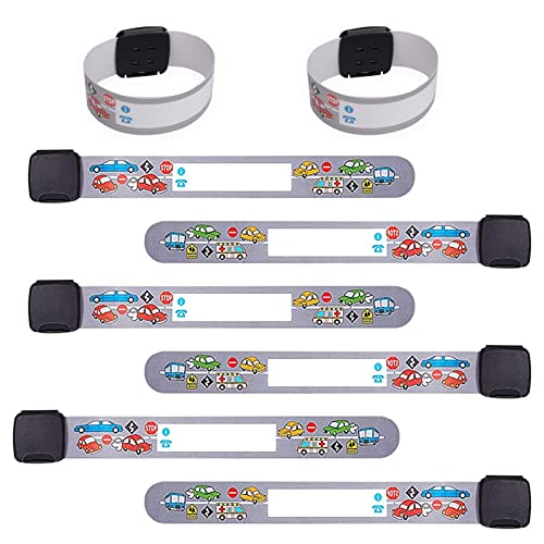 Notfallarmband Kinder, SOS Armband Kinder, Armband Kinder Telefonnummer, Pack of 6 Notfall Armband für Kinder, SOS Kapsel Kinder, Namensarmband Kinder Waterproof, Anti-Lost Adjustable Safety Bracelets