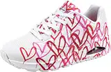 Skechers Damen UNO Spread The Love Sneakers, White W Red and Pink Heart Print Durabuck/M, 39 EU