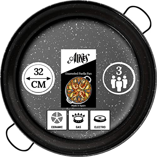Alises - Paella-Pfanne aus emailliertem Kohlenstoffstahl (natürliche Antihaftbeschichtung) - Paella Pfanne Standard 32 cm