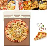 FOVHEE Sliding Pizza Peel, 53 * 30cm Verschiebbare Pizzaschaufel, Schiebe Pizzaschaufel mit Antihaftbeschichtung und Griff, Pizza Slider Pizzaschieber Holz, Pizza Schieber Der Pizza Perfekt Überträgt