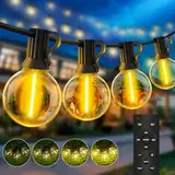 LED Lichterkette Außen 15m G40 Glühbirnen Gartenbeleuchtung Balkon Lichterketten Aussen IP44 Wetterfest Pavillon String Lights mit Fernbedienung für Terrasse Party Outdoor Strom Aussenlichterkette