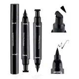 Eyeliner Wasserfest, Schnell Trocknender Eyeliner Stempel Schwarz, Langanhaltend Pigmentiert, für den idealen Lidstrich Ein, Einfaches Katzenaugen Makeup Tool (2 Stück, Große+Kleine)