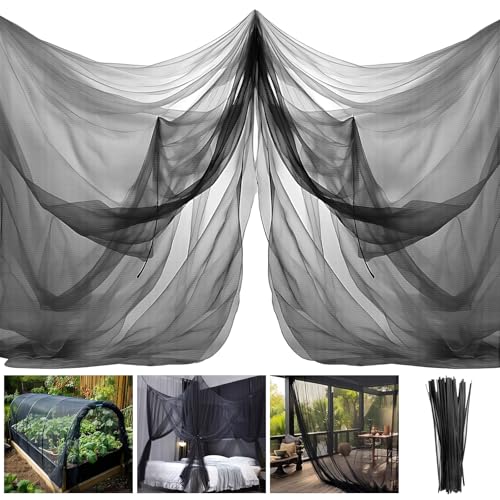 Moskitonetz Insektenschutznetz, Feinmaschig Gemüseschutznetz mit 50 Kabelbinder, Pflanzenschutznetz 3 x 4 m, Insektennetz Schwarz, Gartennetz für Gemüse, Obst, Blumen, Pflanzen